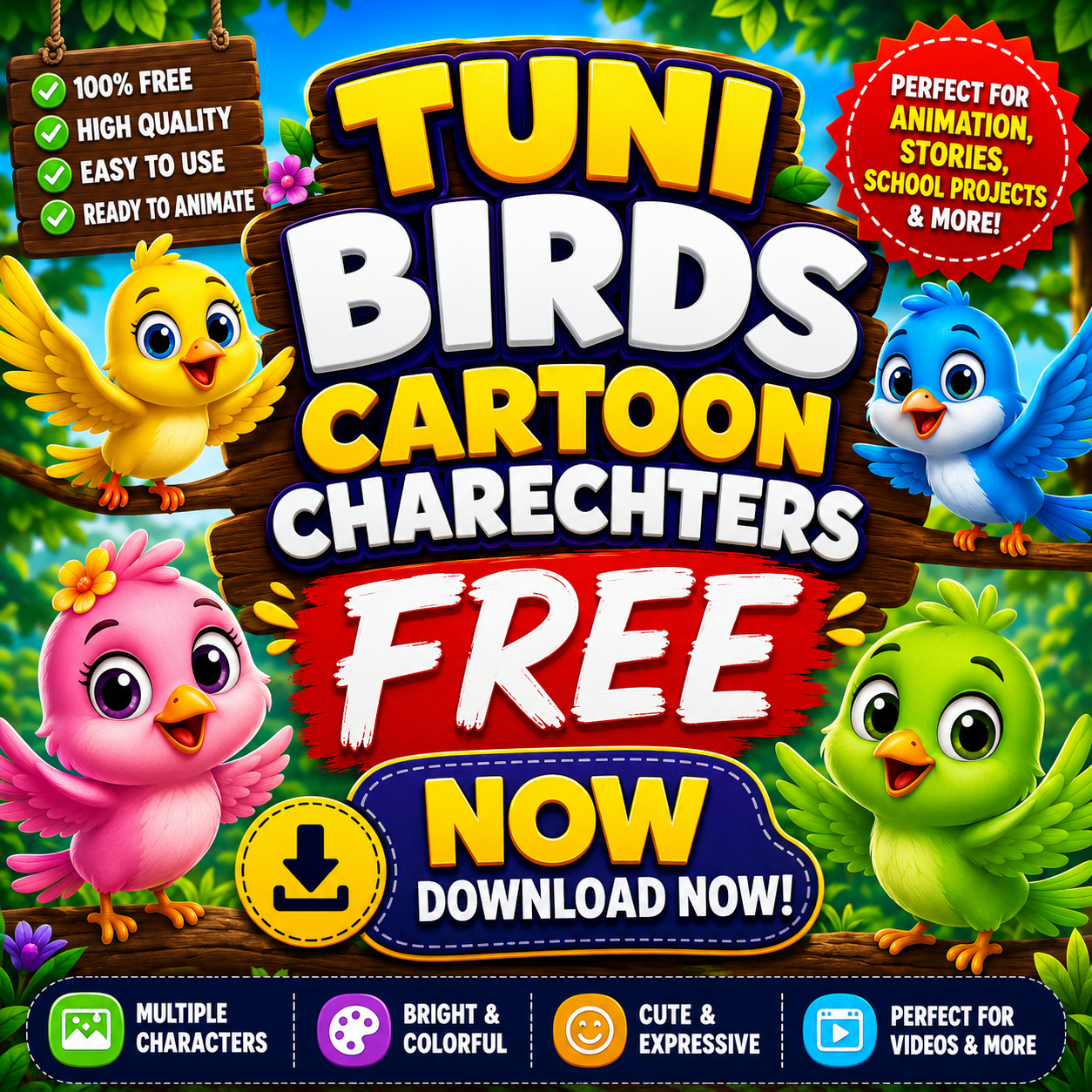 Tuni birds cartoon charechter free